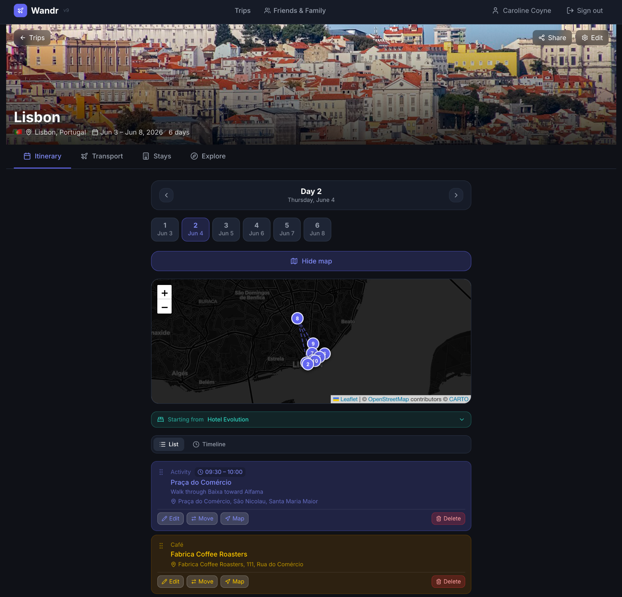 Wandr travel app screenshot