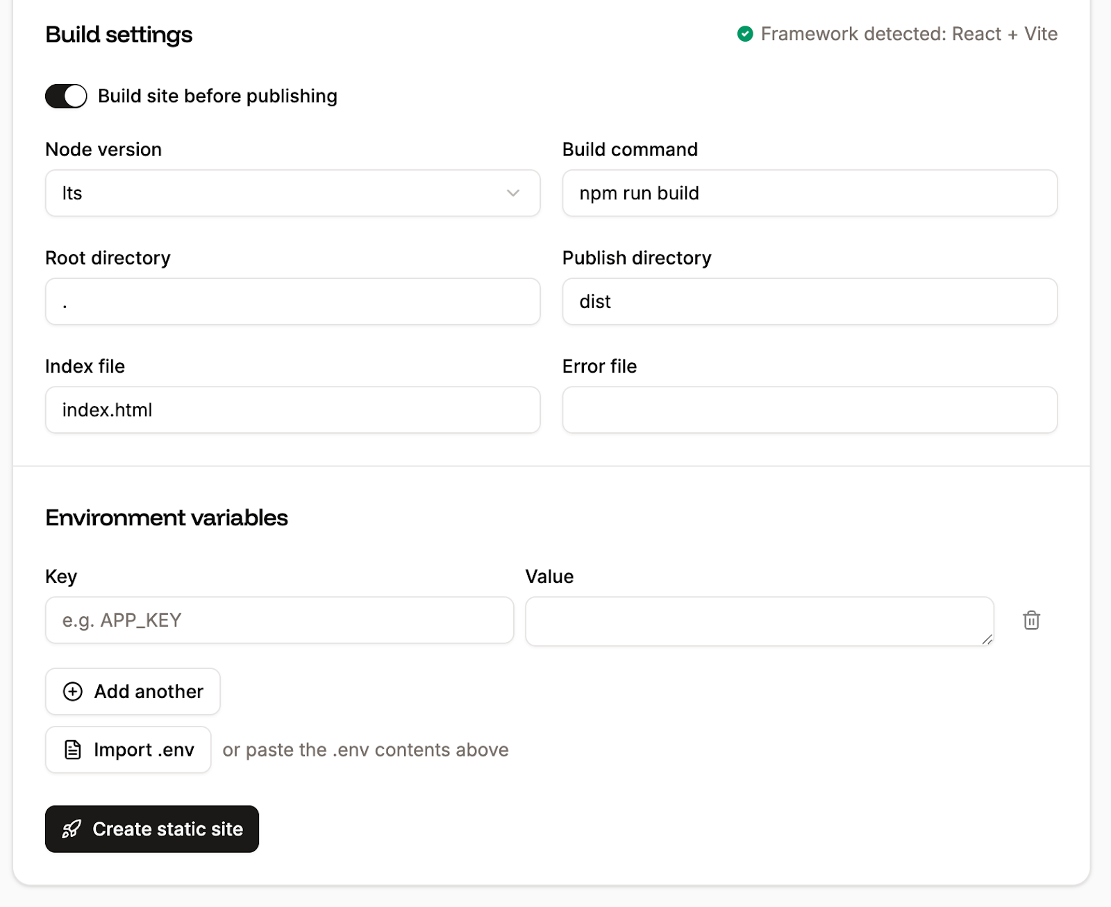 Add environment variables in Sevalla