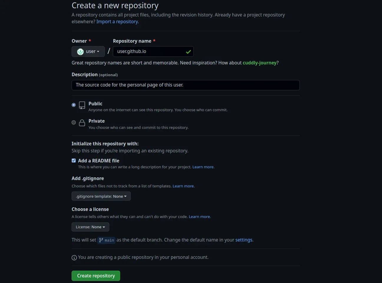 Form of GitHub repo.