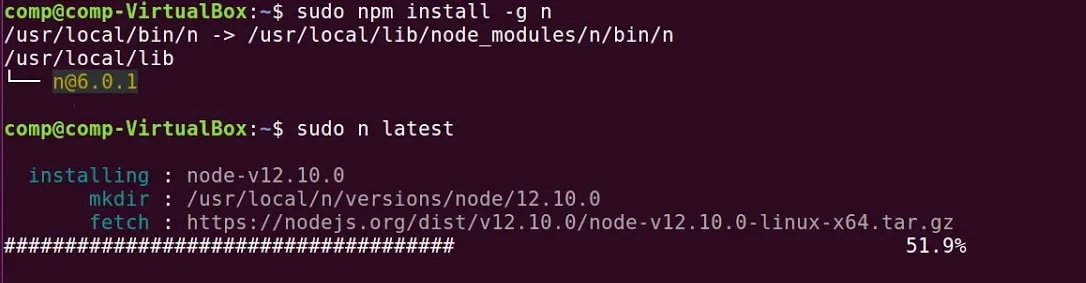 Updating npm on Ubuntu.
