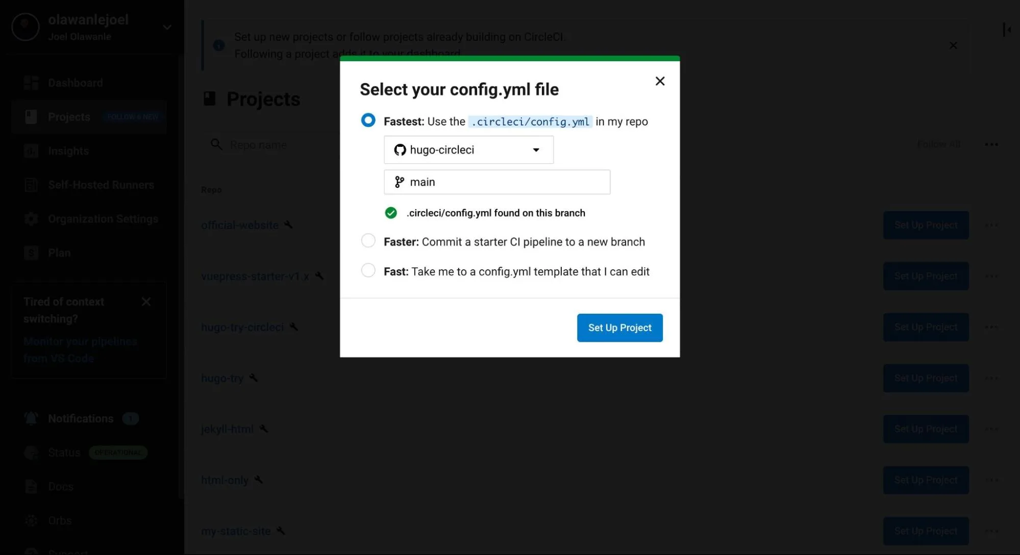 Configuring your repository with CircleCI.