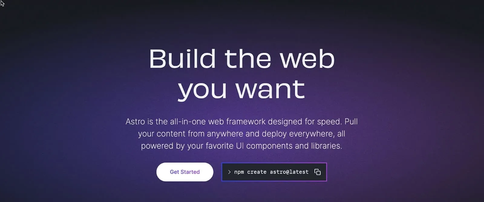The Astro homepage.