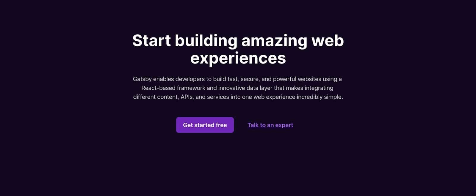 The Gatsby homepage.