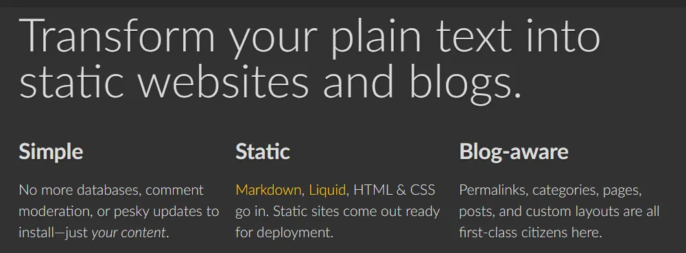 The Jekyll homepage.